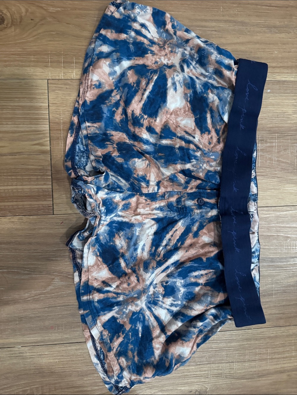 PINK Victoria's Secret Blue and Tan Tie-Dye Athletic Shorts